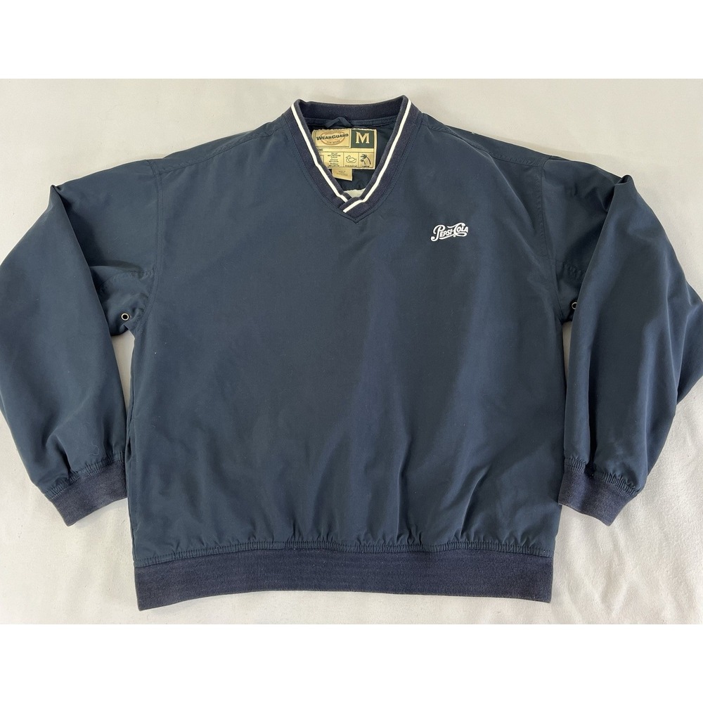 VTG Wear guard Jake Pull On Golf Pepsi‎ Cola Logo Navy Blue Medium Y2K V-Neck